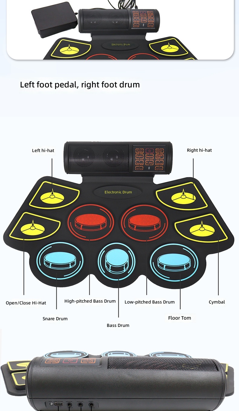 Colorful Silicone Gel Roll-Up  - đánh giá và giá Electronic Drum Set Roll Up